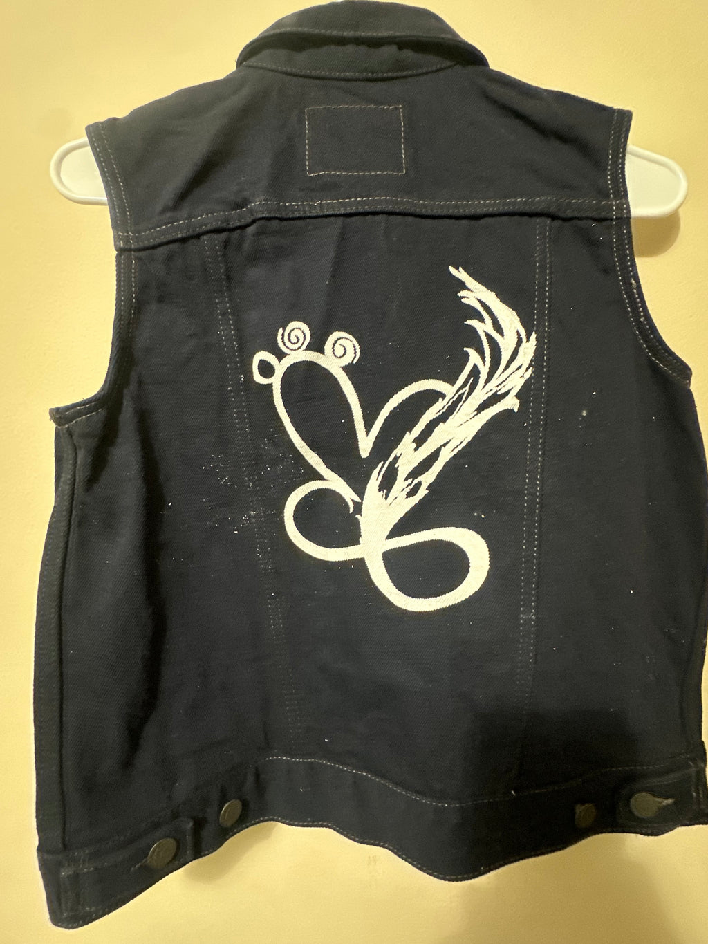 Washed Black Denim Graphic Vest