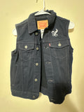 Washed Black Denim Graphic Vest