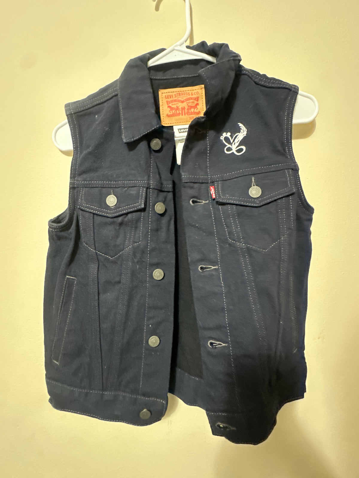 Washed Black Denim Graphic Vest