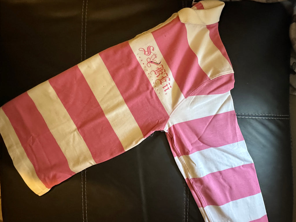 Sakeii Striped Rugby Shirt - Pastel Pink/White