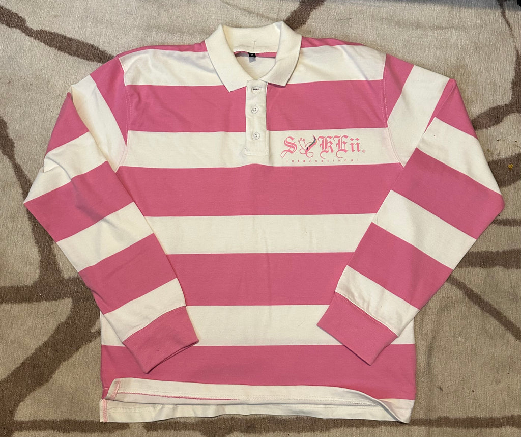 Sakeii Striped Rugby Shirt - Pastel Pink/White