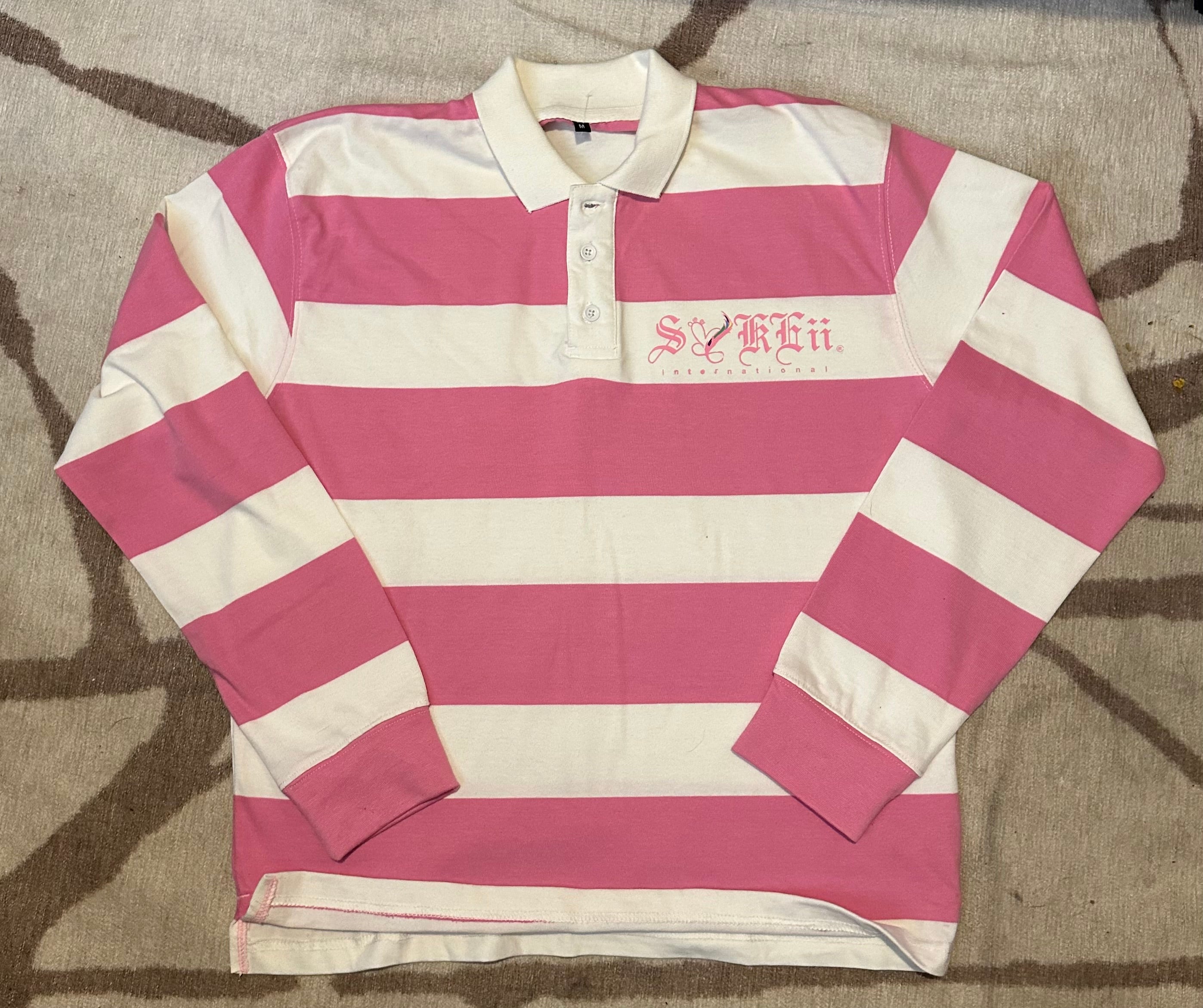 Sakeii Striped Rugby Shirt - Pastel Pink/White