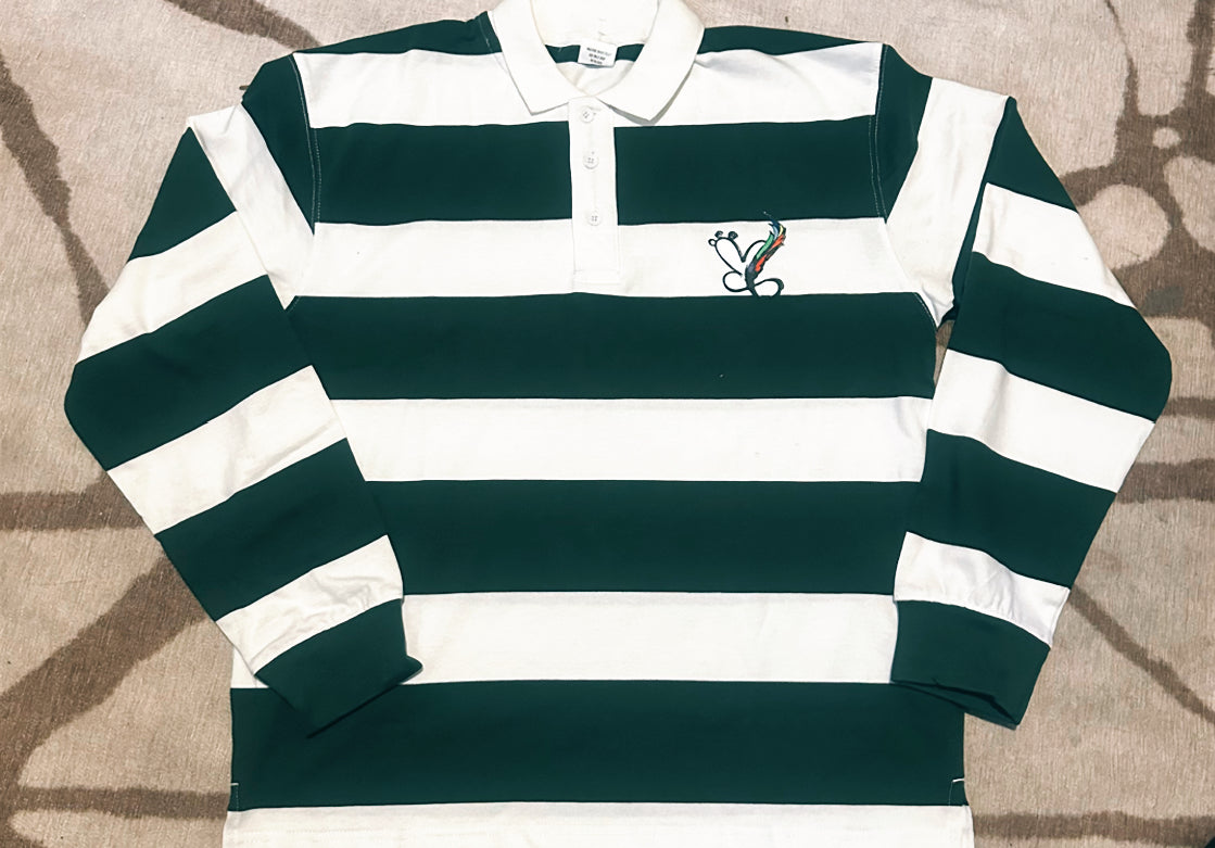 Sakeii Striped Rugby Shirt - Green/White