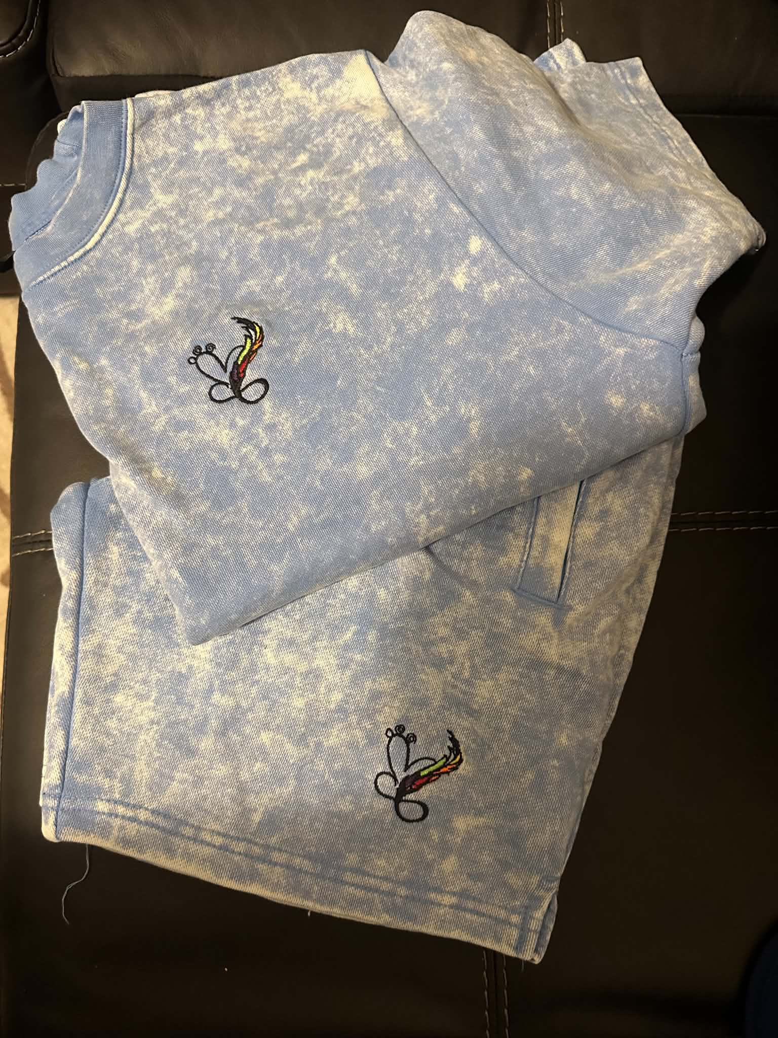 Sky Blue Acid-Wash Heavyweight Lounge Set