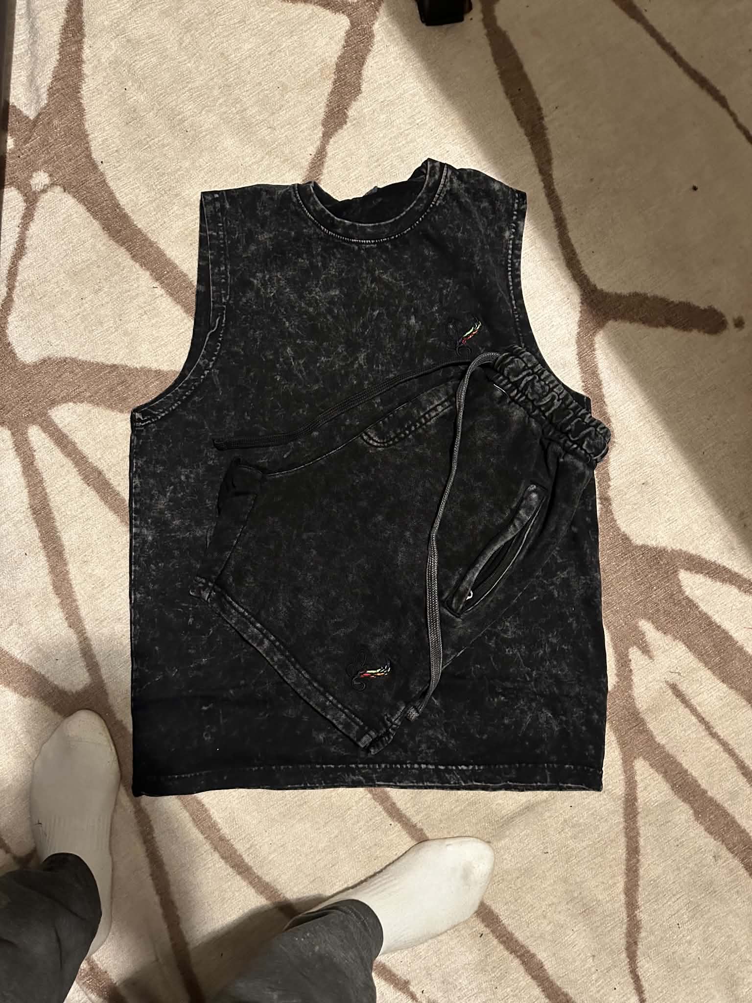 Faded Black Sleeveless Tank & Short Set