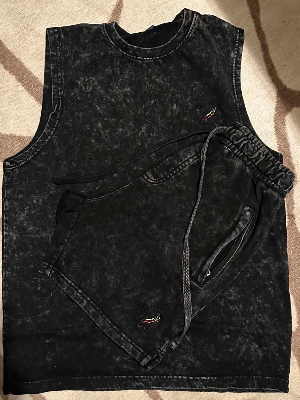 Faded Black Sleeveless Tank & Short Set