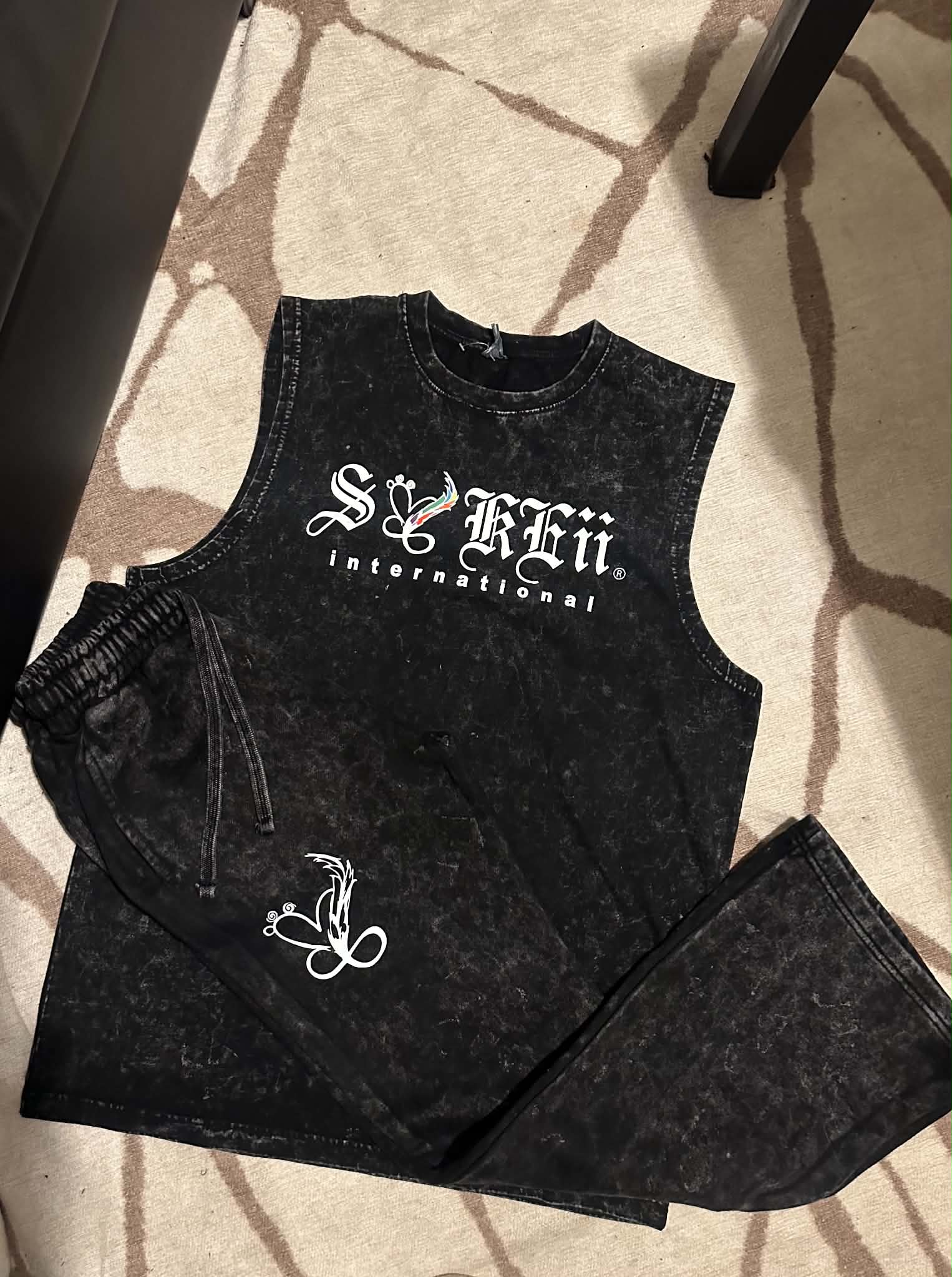 Faded Black Sleeveless Tank & Short Set